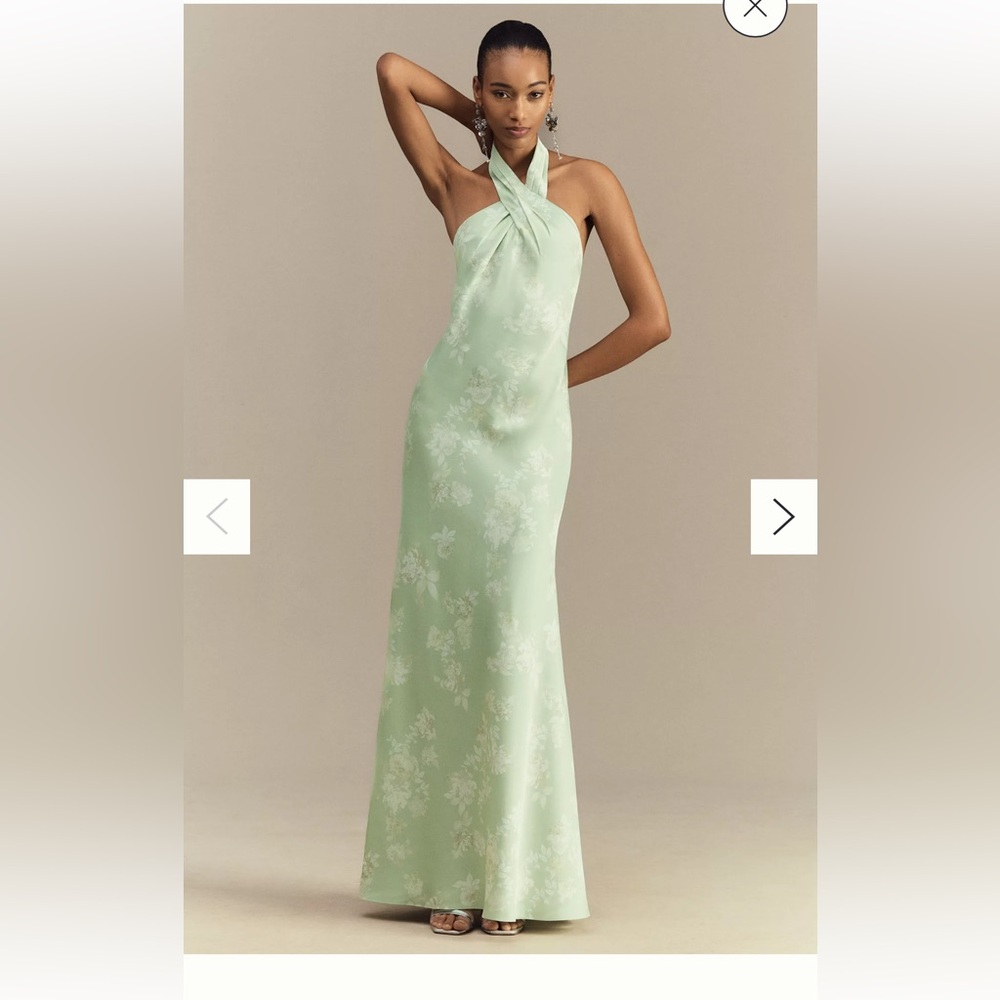 BHLDN Ruby Twist Halter Sarin Gown from Anthropologie size 10 in shade Kelly